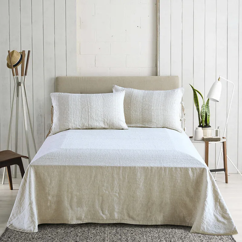 100%Pure Color Linen Striped Linen Bedding Set