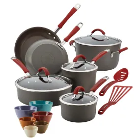 18-Piece Cucina Hard Anodized Nonstick Cookware and Prep Bowl Set