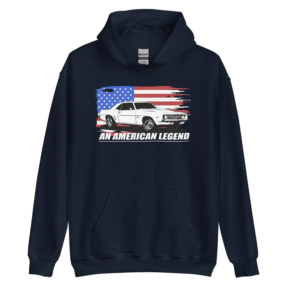 1969 Camaro Hoodie Sweatshirt With American Flag