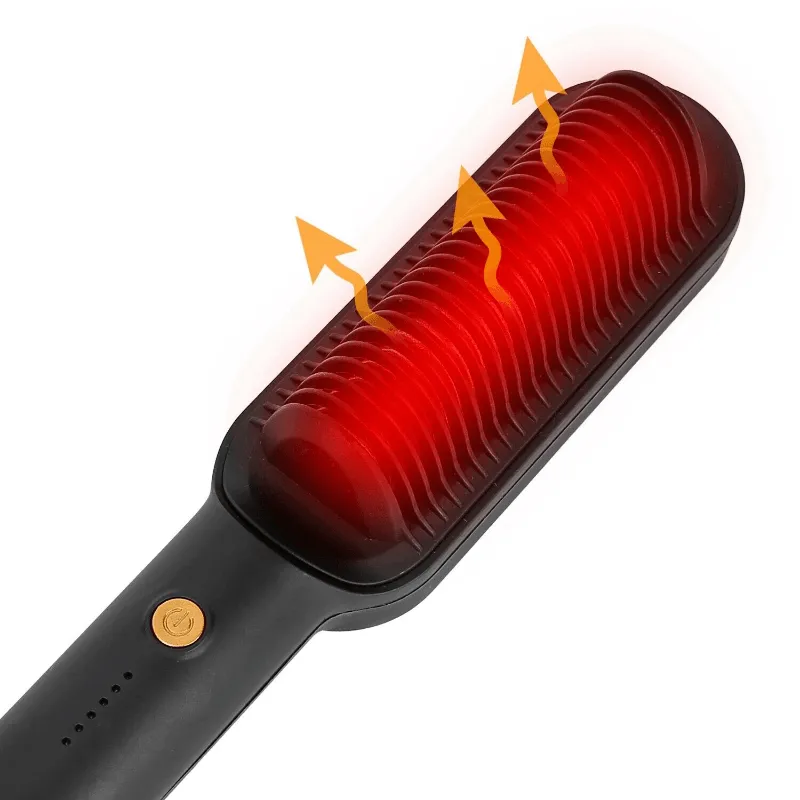 2-in-1 Electric Hair Straightener Brush Hot Comb