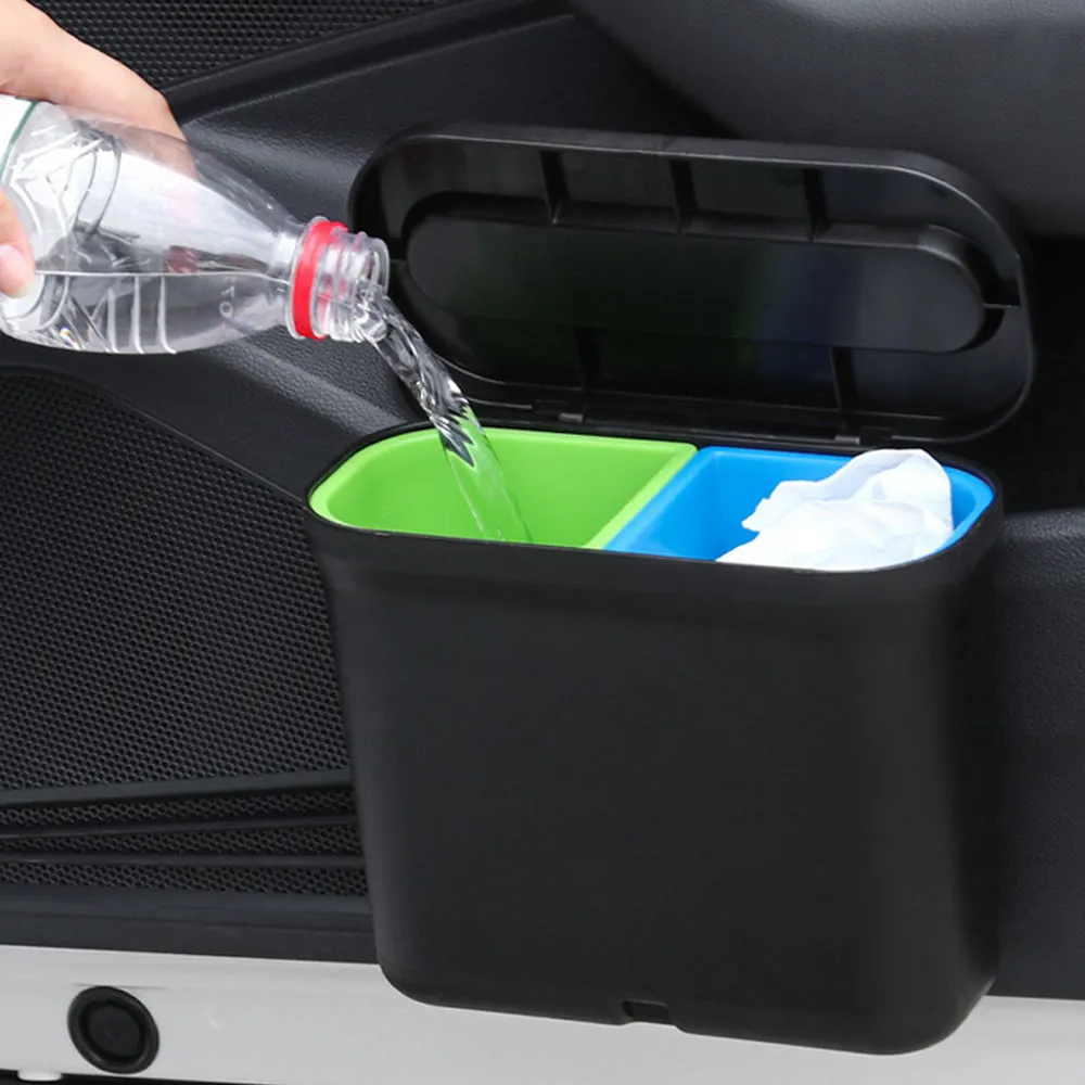 2 in1 Car Rubbish Bin Holder Trash Can Waste Dust Case Vehicle Garbage Storage