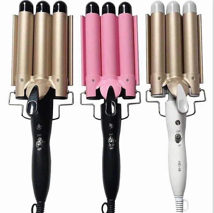 20mm pink Three-tube curling iron water ripple Hair Curler large Curling Iron Large Wave Ceramic Wide Hair Crimpers AZ163