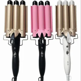 22mm pink Three-tube curling iron water ripple Hair Curler large Curling Iron Large Wave Ceramic Wide Hair Crimpers AZ144