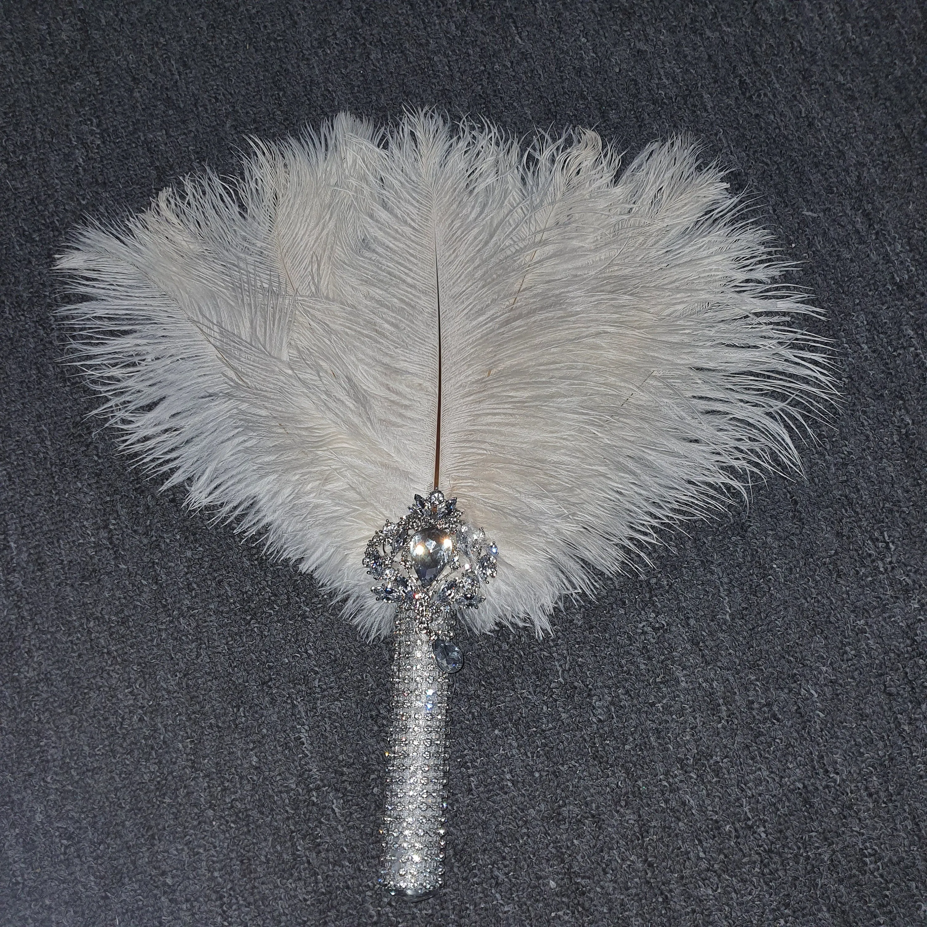 3  feather fans, wedding hand fan - any colour as custom made by Crystal wedding uk