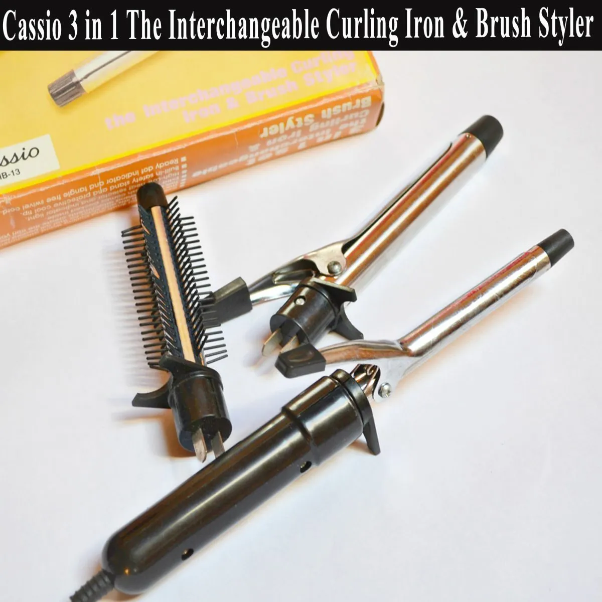 3-in-1 set the Interchangeable Curling Iron & Brush Styler