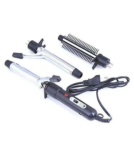 3-in-1 set the Interchangeable Curling Iron & Brush Styler