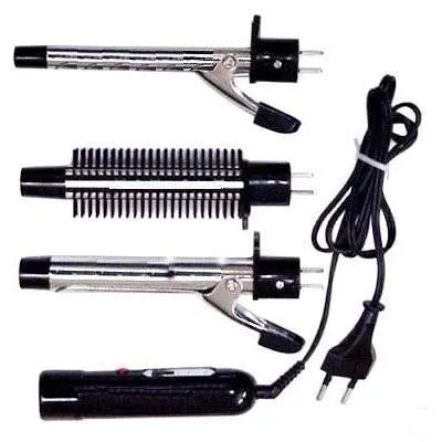 3-in-1 set the Interchangeable Curling Iron & Brush Styler