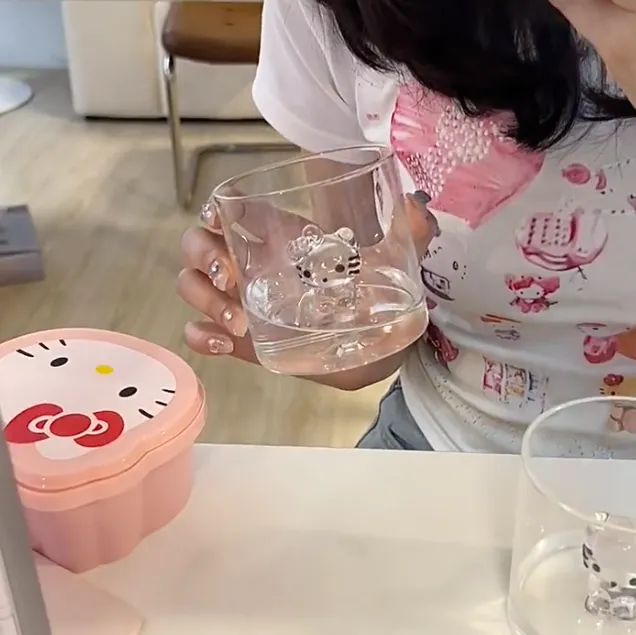 3D Kitty Glass cup