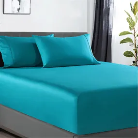 400 thread count bamboo cotton 1 fitted sheet with 2 pillowcases mega queen teal