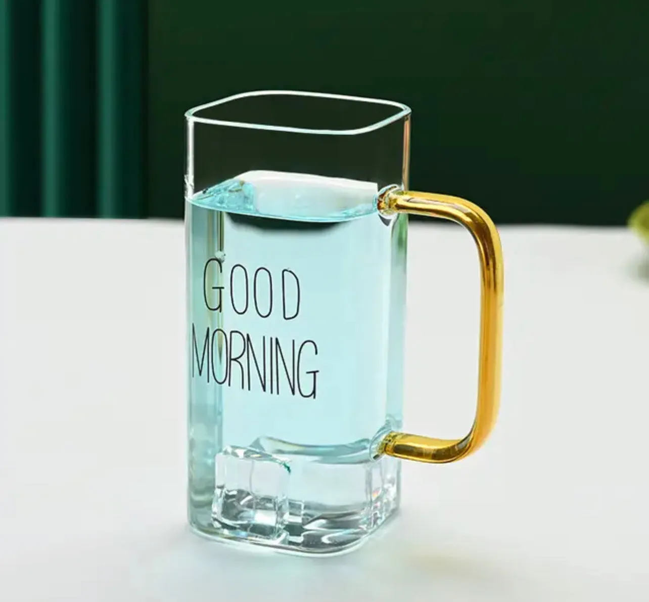 400ml Square Glass Mug Breakfast Milk Coffee Cup