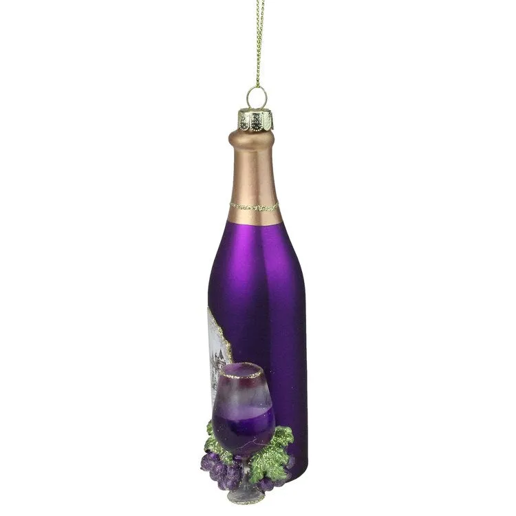 5.75" Purple Wine Country Glass Bottle Christmas Ornament