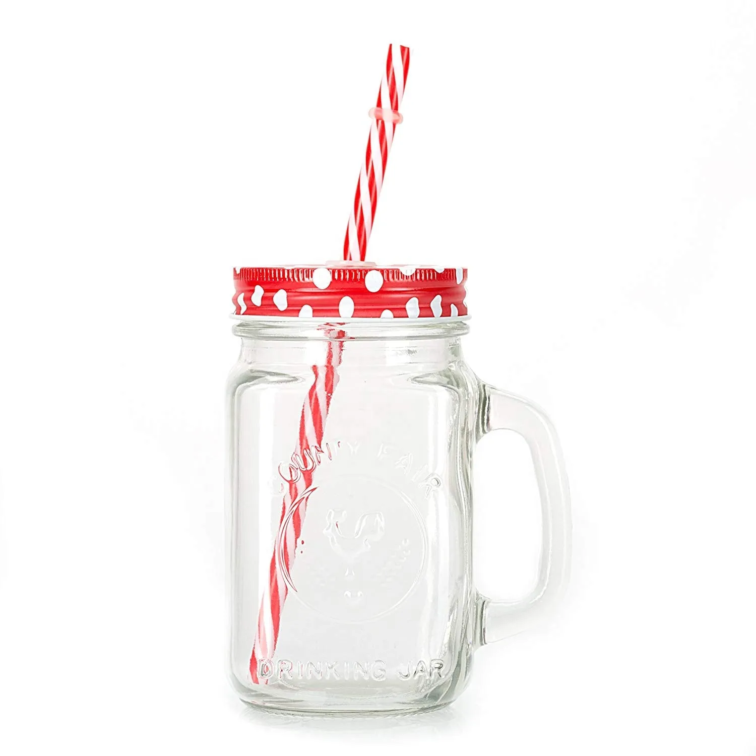 760 Drinking Cup / Glass / Mug Mason Jar with Handle & Straw