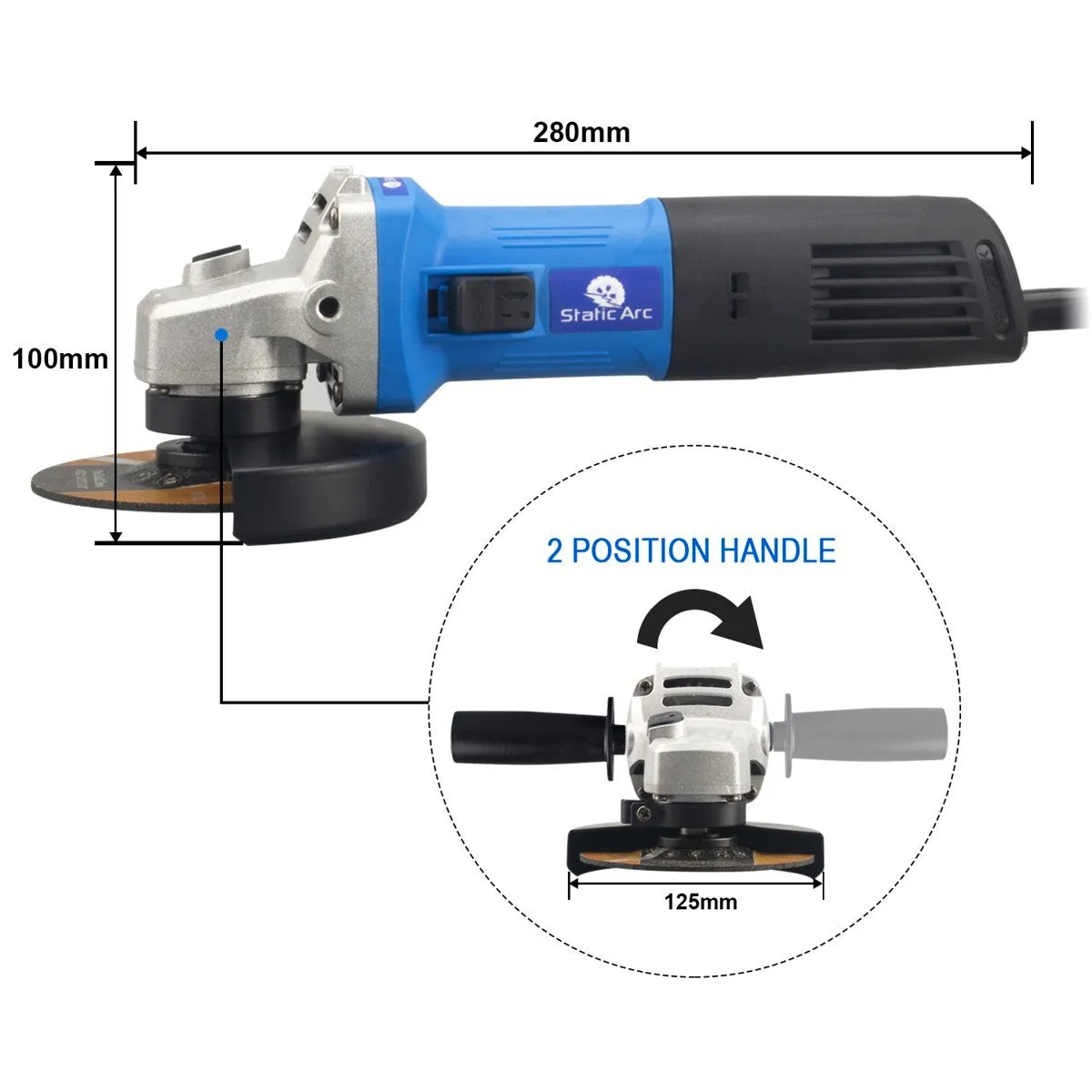 850W ELECTRIC ANGLE GRINDER METAL CUTTING GRINDING SANDING 115mm 4.5" DISC CUT