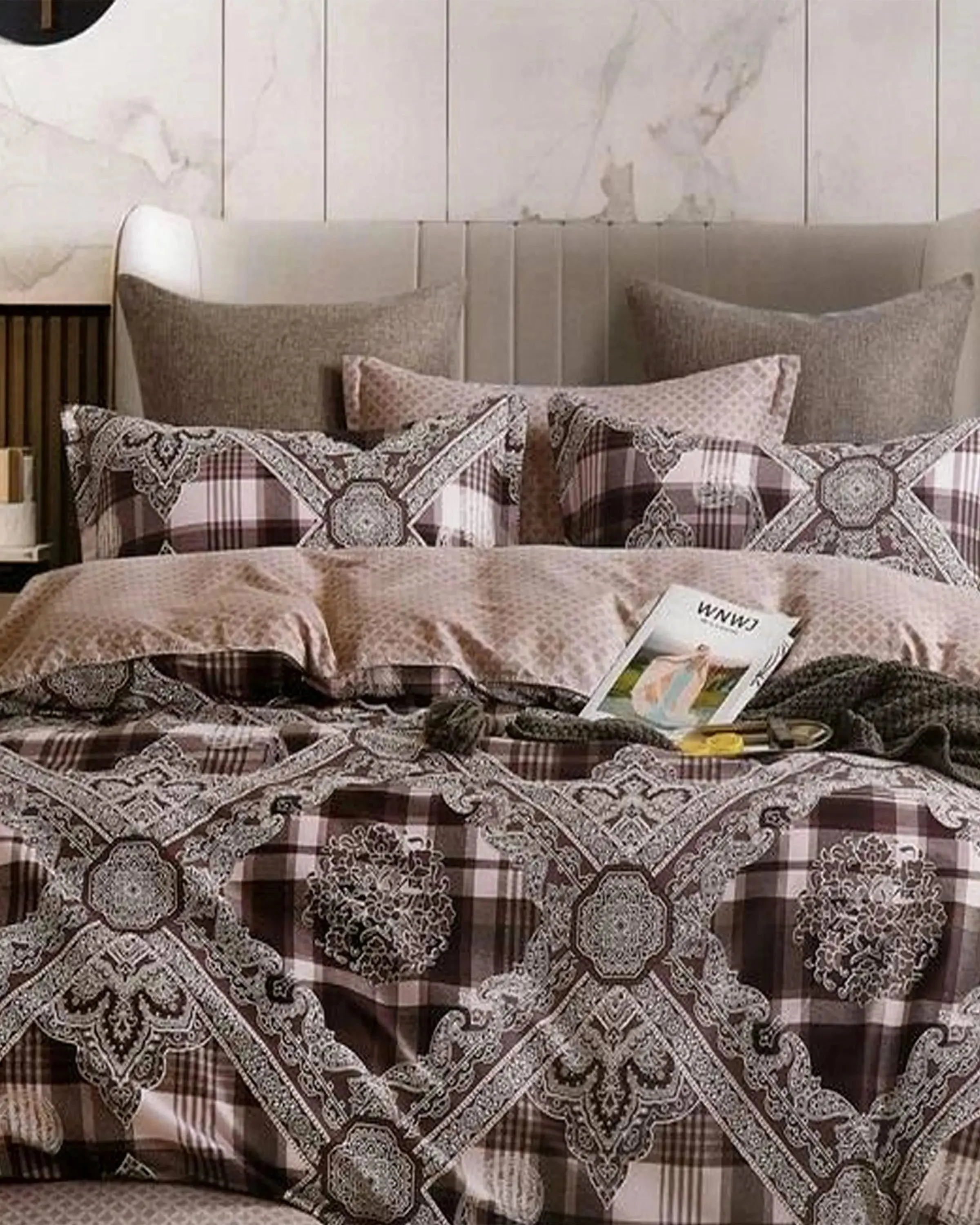 Adalard Brown & Grey Bedsheet Set