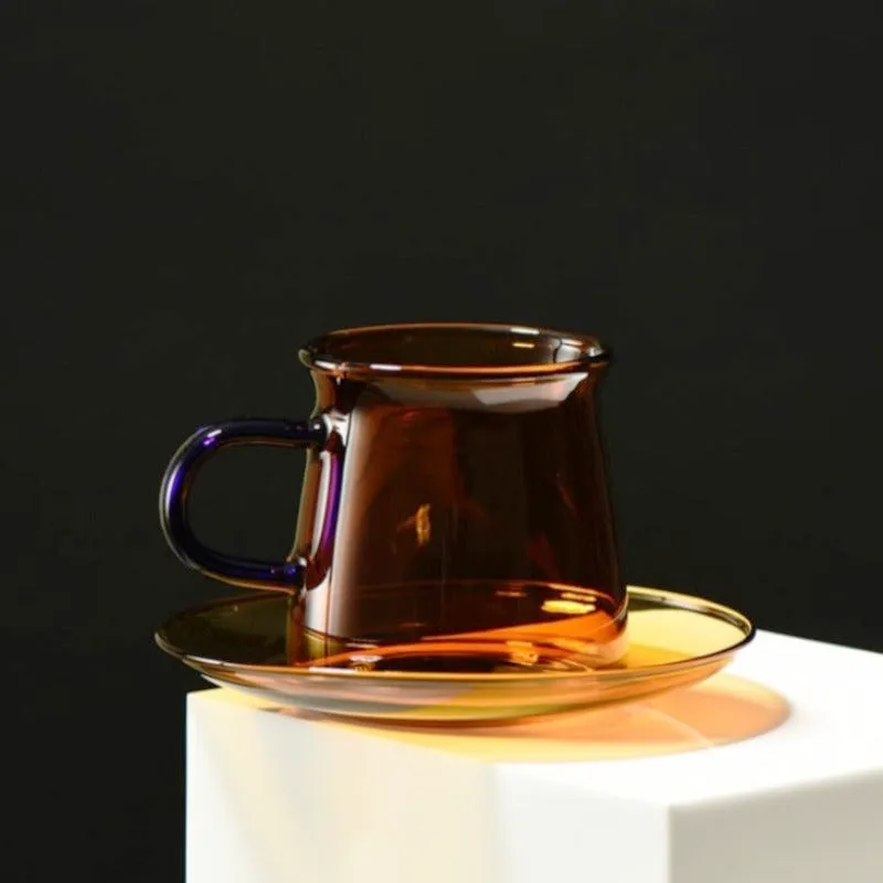 Alfie Contrast Handle Colored Glass Cup & Saucer