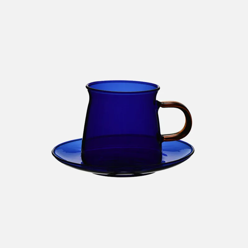 Alfie Contrast Handle Colored Glass Cup & Saucer