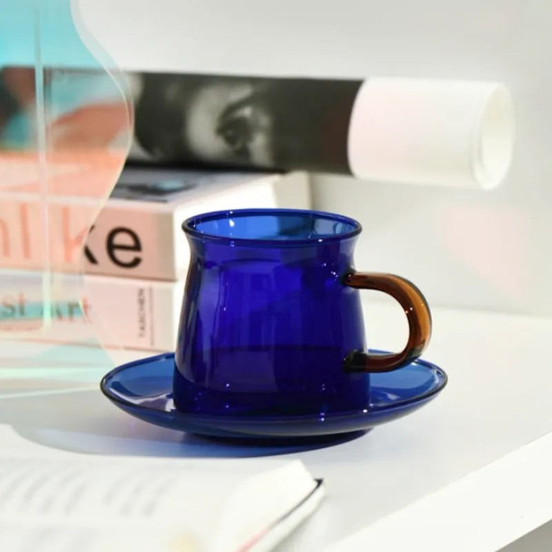 Alfie Contrast Handle Colored Glass Cup & Saucer