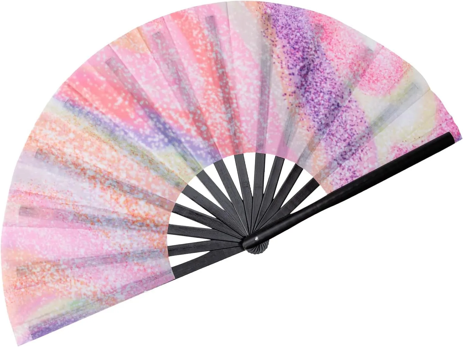 Amajiji Large Folding Hand Rave Fan for Women/Men, Chinease/Japanese Bamboo and Nylon-Cloth Folding Hand Fan, Hand Fan Festival Fan Gift Fan Craft Fan Folding Fan Dance Fan