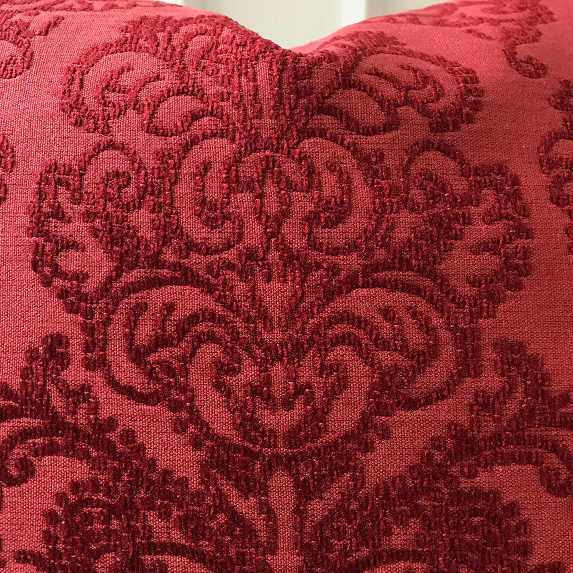 Amaranth Embroidered Damask Throw Pillow Cover 24x24