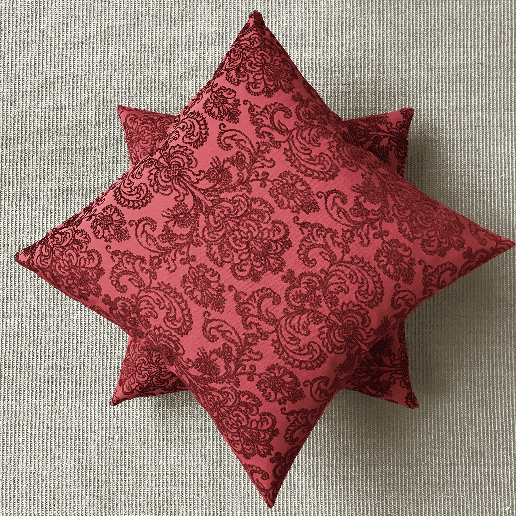 Amaranth Embroidered Damask Throw Pillow Cover 24x24