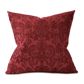 Amaranth Embroidered Damask Throw Pillow Cover 24x24