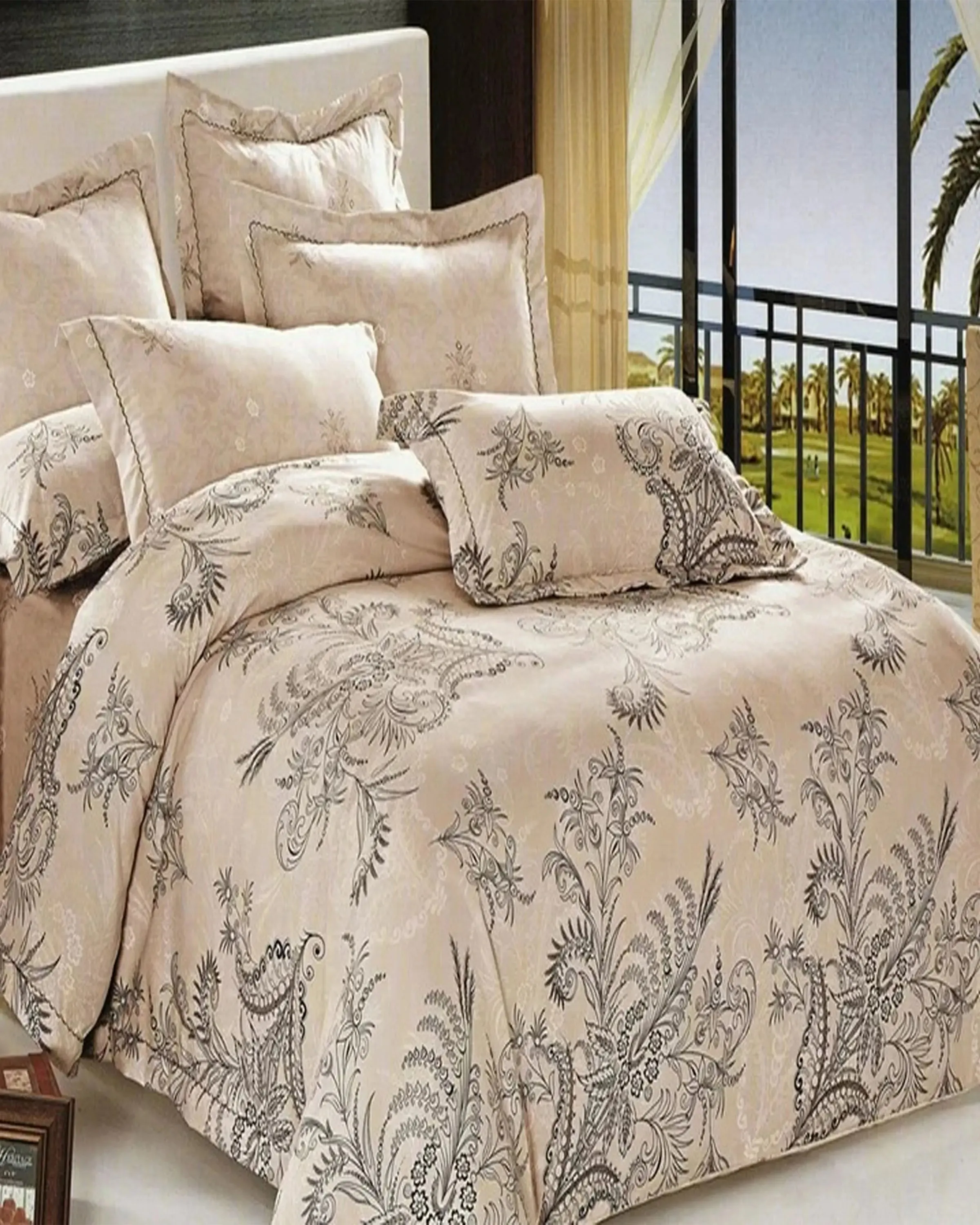 Anton Brown Printed Bedsheet Set