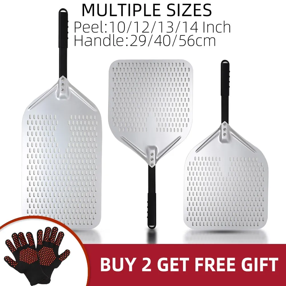 Anygleam Pizza Shovel 28cm X 123.5cm Silver for Perforated Peel with Metal Handle Oven Turning Baking Accessory