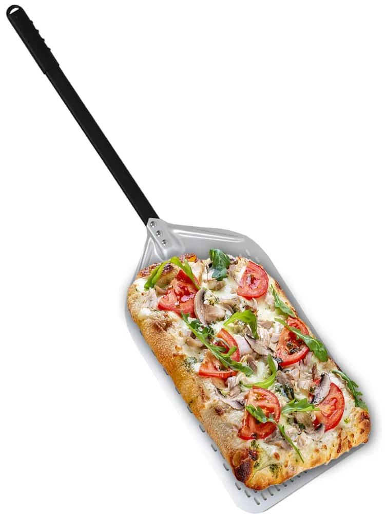 Anygleam Pizza Shovel 28cm X 69cm Silver for Perforated Peel with Metal Handle Oven Turning Baking Accessory