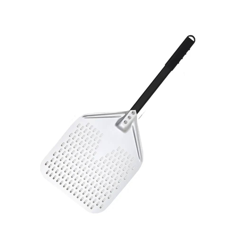 Anygleam Pizza Shovel 28cm X 69cm Silver for Perforated Peel with Metal Handle Oven Turning Baking Accessory