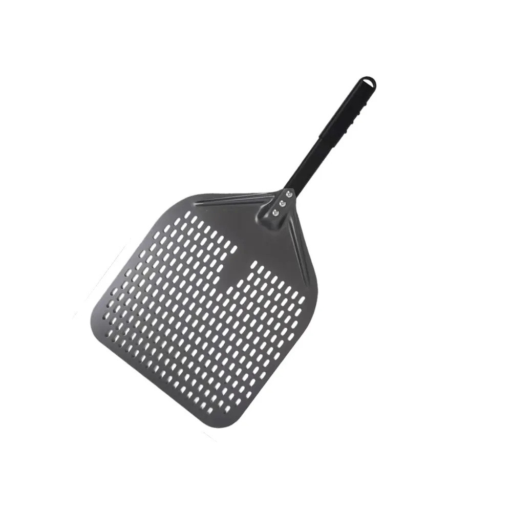 Anygleam Pizza Shovel 30 cm x 58cm Dark Grey for Perforated Peel with Metal Handle Oven Turning Baking Accessory