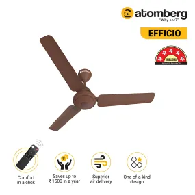 Atomberg Efficio ceiling Fan 1200 MM 1200 mm BLDC Motor with Remote 3 Blade Ceiling Fan Matte Brown