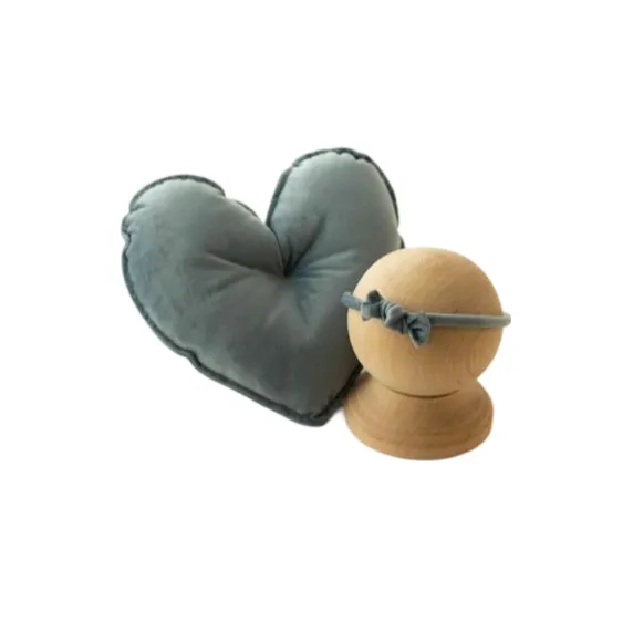 Babymoon | Set of 2 | Heart Shaped Pillow With Hairband | Baby Photoshoot Props | Posing Aids | Blue