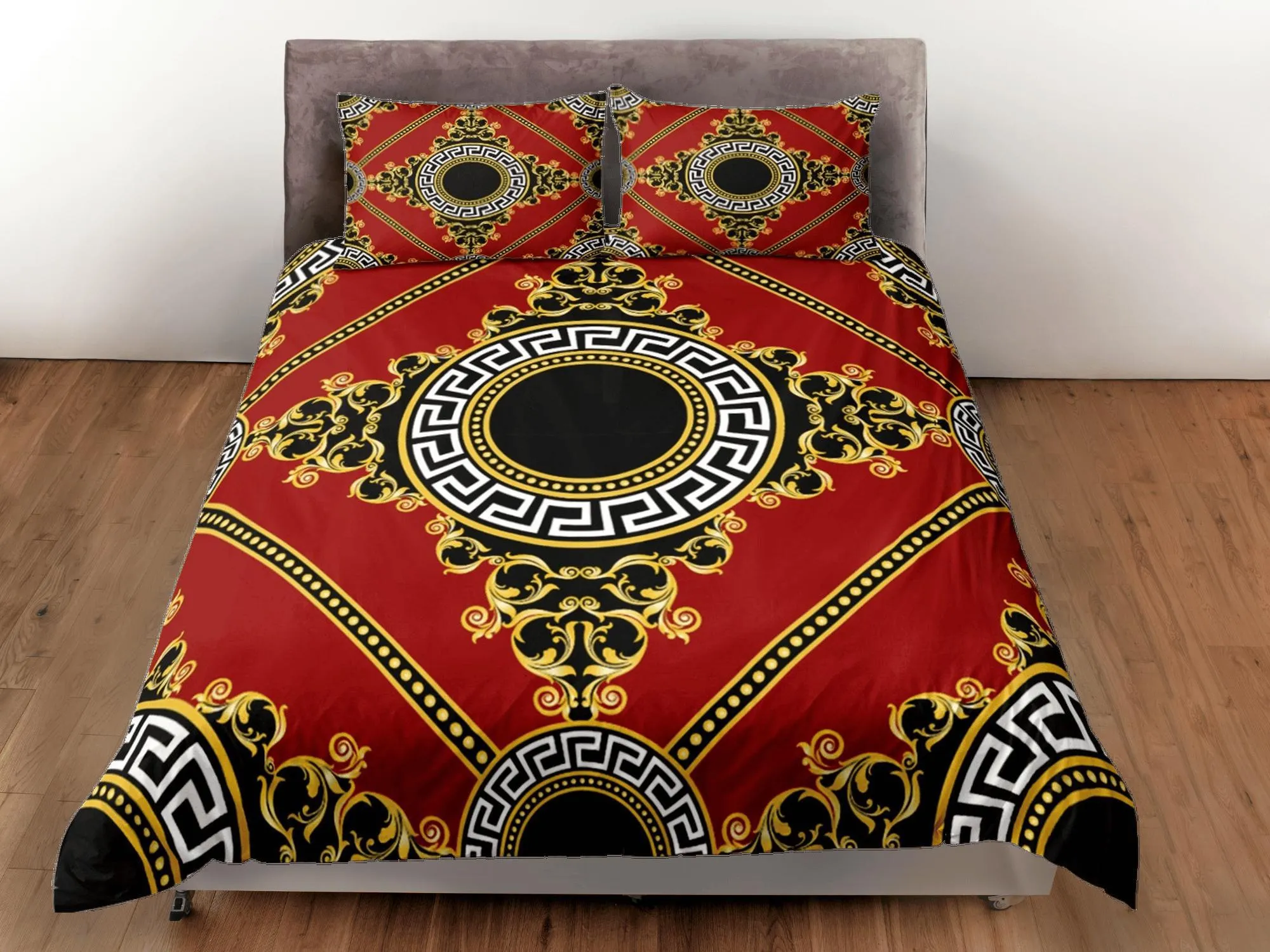 Baroque Red Luxury Duvet Cover Set Aesthetic Bedding Set Full Victorian Decor,