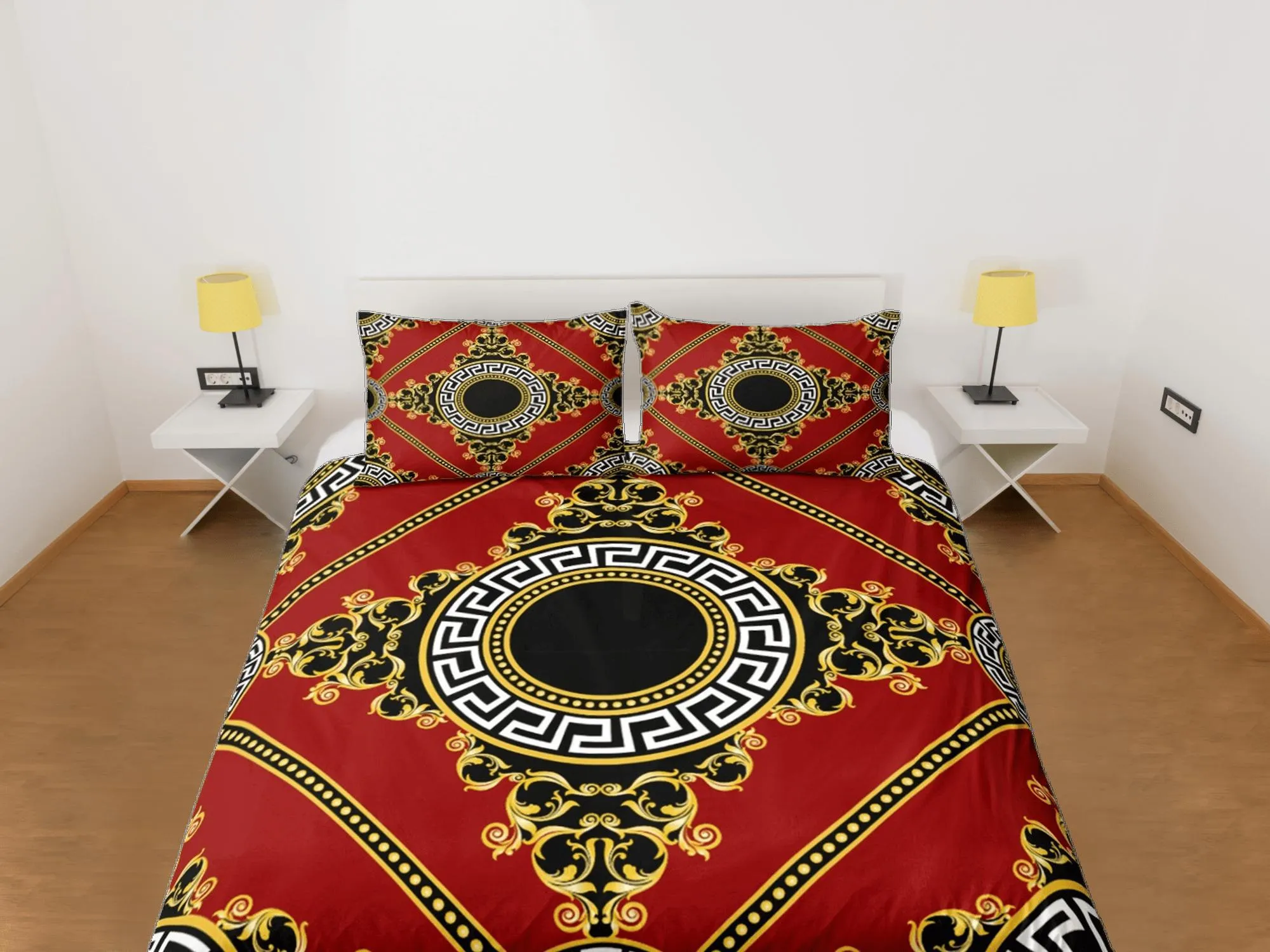 Baroque Red Luxury Duvet Cover Set Aesthetic Bedding Set Full Victorian Decor,