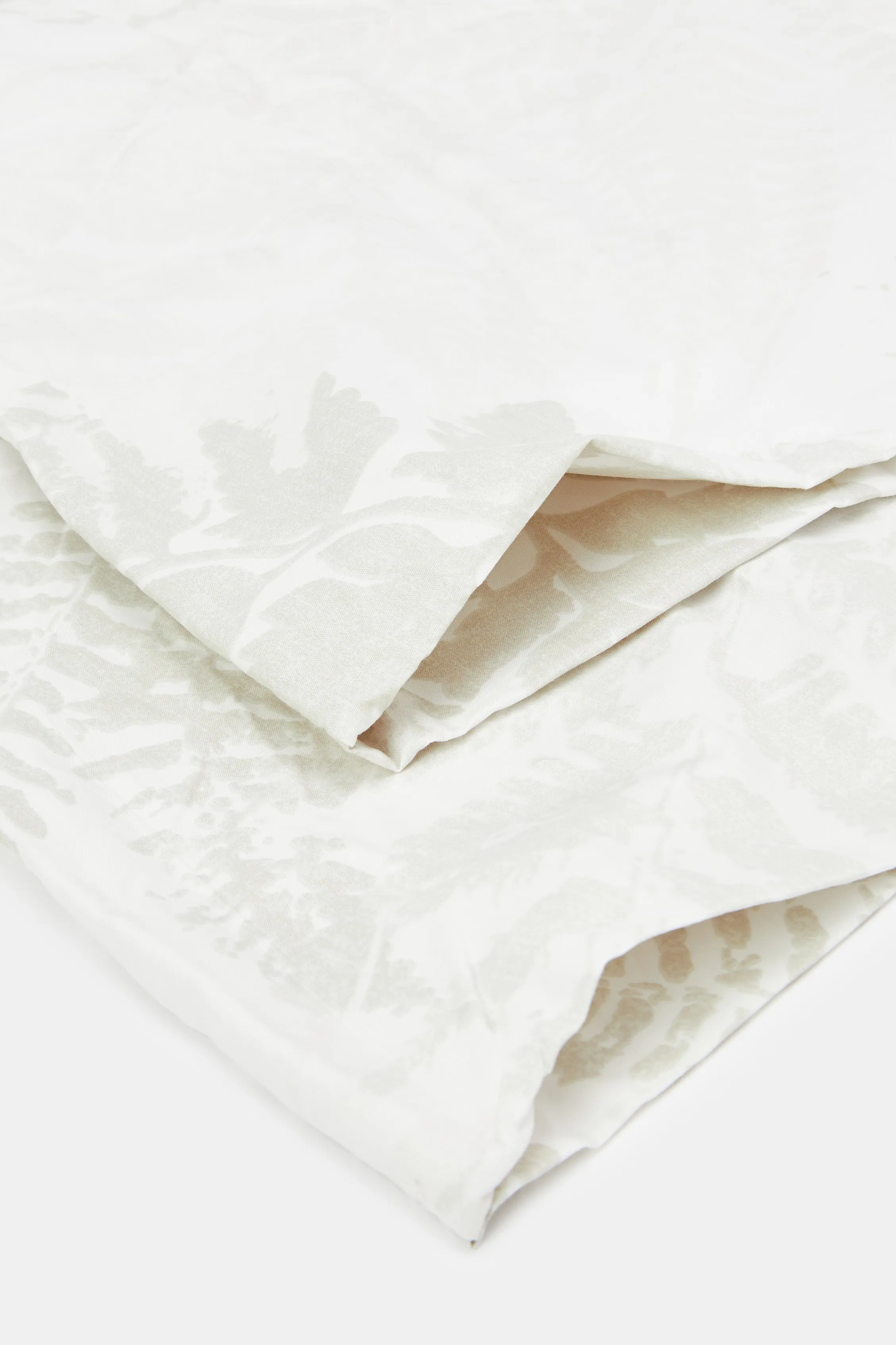 Beige Leaves Print Flat Sheet (King Size)