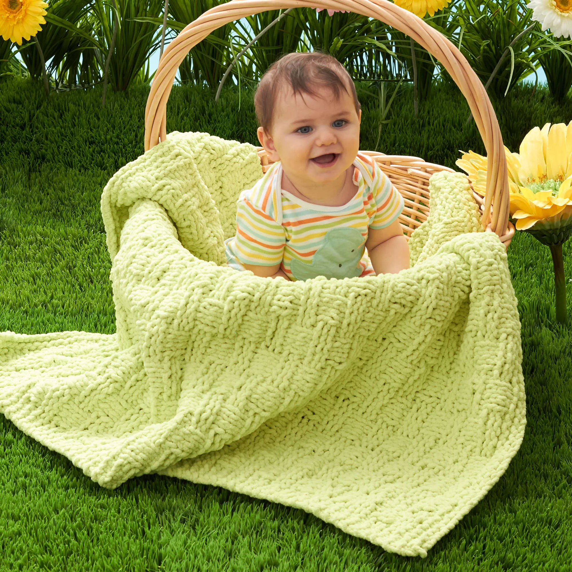 Bernat Basketweave Knit Baby Blanket