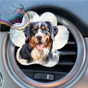 Bernese Mountain Dog Acrylic Paw Print Car Vent Clip on Air Freshener