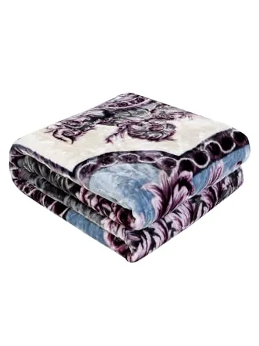 Bezzilish Home Cloudy Super Soft Fabric Floral Printed HeavyDuty Luxury Ultra 2 Ply Double Blanket for Winters with English Colors & Stylish Bag Packing (Multicolor_01) (8)