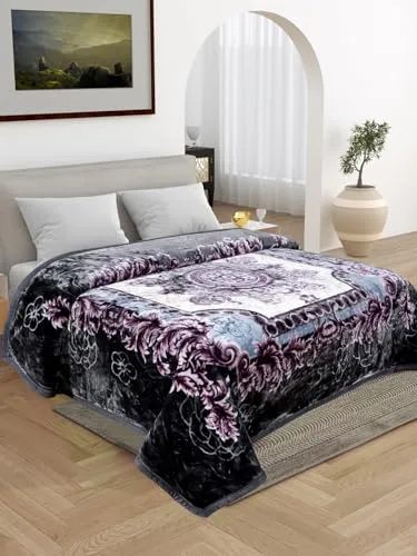 Bezzilish Home Cloudy Super Soft Fabric Floral Printed HeavyDuty Luxury Ultra 2 Ply Double Blanket for Winters with English Colors & Stylish Bag Packing (Multicolor_01) (8)