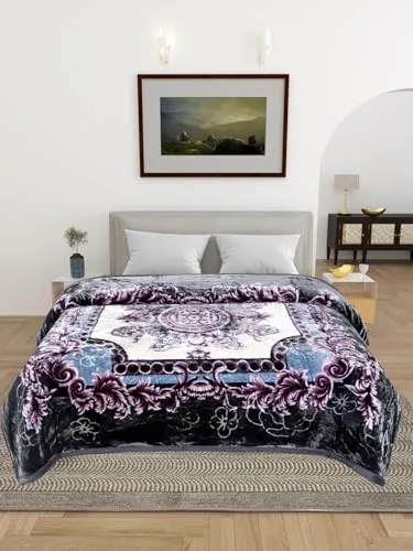 Bezzilish Home Cloudy Super Soft Fabric Floral Printed HeavyDuty Luxury Ultra 2 Ply Double Blanket for Winters with English Colors & Stylish Bag Packing (Multicolor_01) (8)