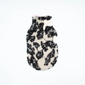 Black and Cream Floral Cashmere Small Hot Water Bottle