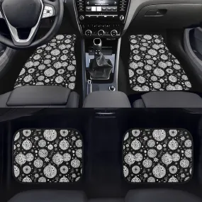 Black and White Ornament Car Floor Mats - 4Pcs