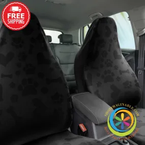 Black I Love Paw Printed Car Seat Covers