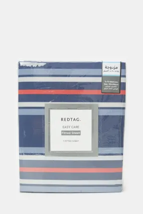 Blue Stripe Printed Fitted Sheet (Double Size)