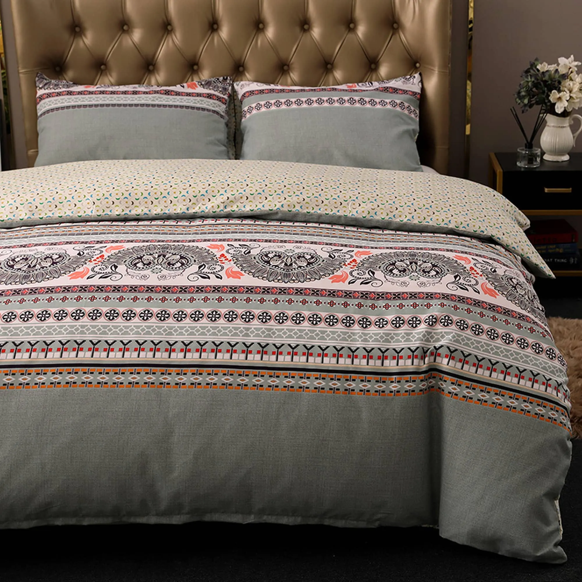 Bohemian Paisley Duvet Cover Set Boho Bedding, Hippie Dorm Bedding with Pillowcase