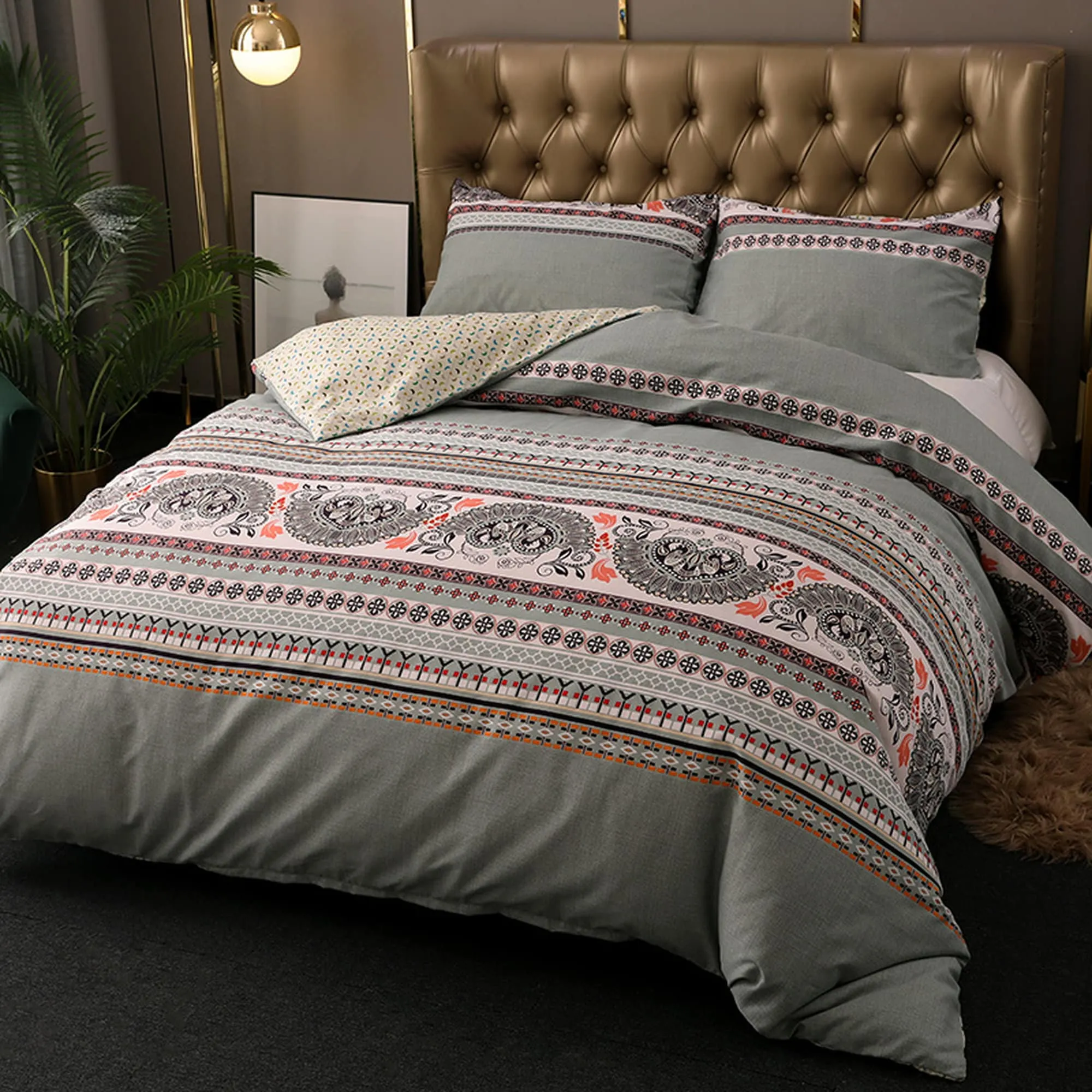 Bohemian Paisley Duvet Cover Set Boho Bedding, Hippie Dorm Bedding with Pillowcase