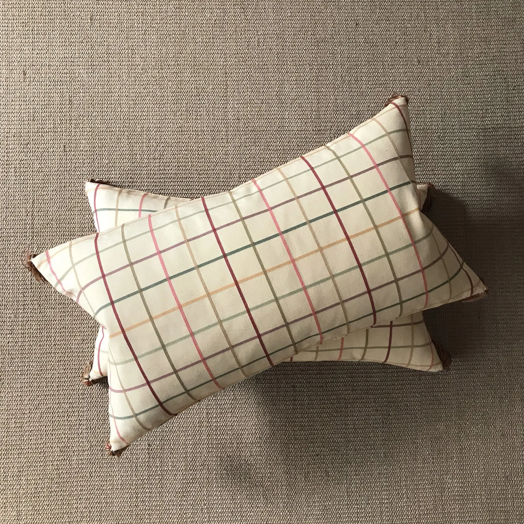 Boho Woven Check Lumbar Pillow Cover 15x26