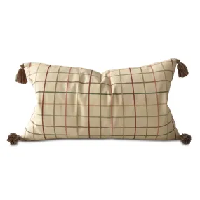 Boho Woven Check Lumbar Pillow Cover 15x26