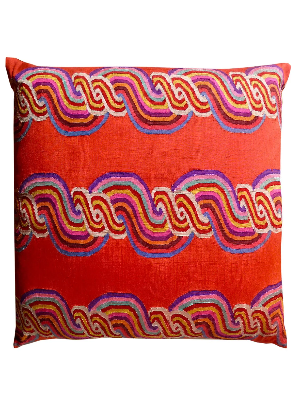 Burmese Silk Pillow Orange Swirl