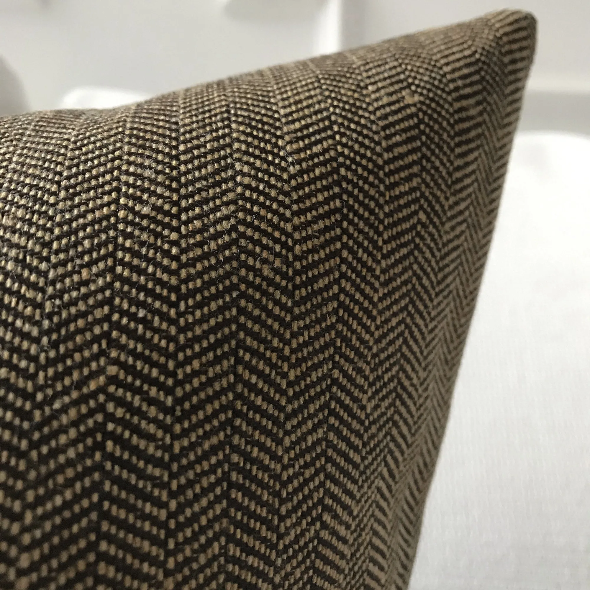 Cacao Herringbone Throw Pillow Cover 18x18